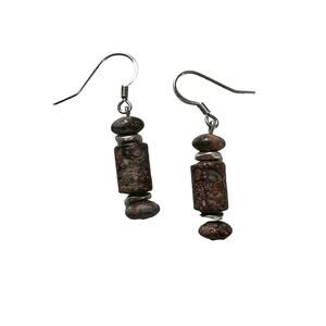 Jasper Stone Earrings with Pierced Hooks